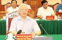 Tổng Bí thư, Chủ tịch nước Nguyễn Phú Trọng chủ trì họp Tiểu ban Văn kiện Đại hội XIII của Đảng.