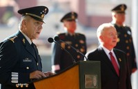 Tướng Salvador Cienfuegos Zepeda phát biểu tại một sự kiện ở Mexico City năm 2014. Ảnh: Reuters