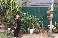 Bà Hoàng Thị Thứ đứng trước mảnh đất đã bốc thăm được
