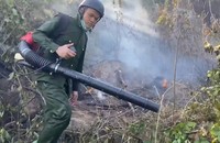 Huy động hàng trăm người tham gia chữa cháy rừng ở xã Hồng Lộc.