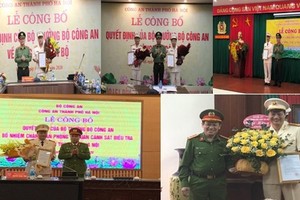 Lãnh đạo Công an TP Hà Nội trao quyết định điều động, bổ nhiệm chỉ huy các đơn vị.