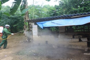 Phun thuốc khử trùng tại địa bàn dịch tả lợn châu Phi tái bùng phát ở Trùng Khánh