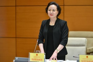 Bộ trưởng Bộ Nội vụ Phạm Thị Thanh Trà phát biểu.