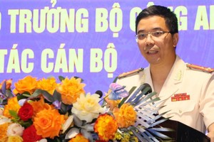 Thượng tá Nguyễn Hồng Phong, Giám đốc Công an tỉnh Hà Tĩnh phát biểu nhận nhiệm vụ