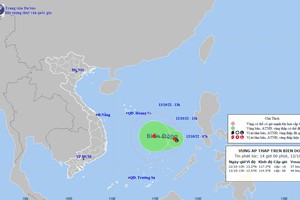 Vùng áp thấp trên Biển Đông. Ảnh: nhcmf.gov.vn
