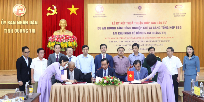 UBND tỉnh Quảng Trị, Công ty cổ phần BB Group (Tập đoàn BBG, Việt Nam) và Tập đoàn Quantum của Hoa Kỳ ký kết thỏa thuận hợp tác.