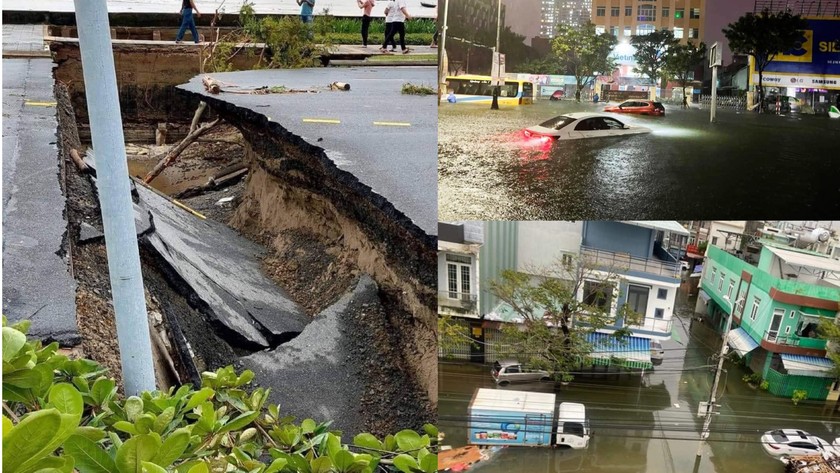 Một số hình ảnh giao thông tại Đà Nẵng bị ảnh hưởng bởi ngập lụt, sạt lở trong và sau mưa lũ lịch sử. 
