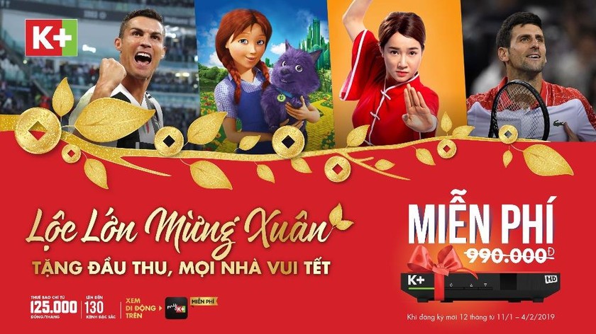 K+ tặng miễn phí đầu thu - Mọi nhà vui Tết, cùng cổ vũ Tuyển Việt Nam tại Asian Cup