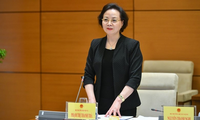 Bộ trưởng Bộ Nội vụ Phạm Thị Thanh Trà phát biểu.