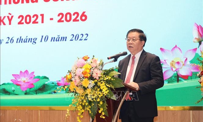 Bí thư Trung ương Đảng, Trưởng Ban Tuyên giáo Trung ương Nguyễn Trọng Nghĩa phát biểu tại buổi lễ.