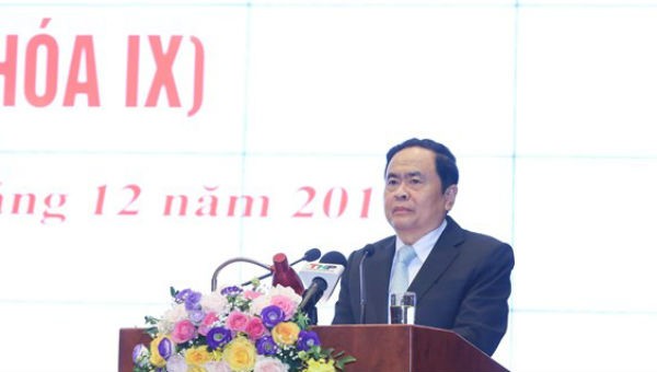 Chủ tịch UBTW MTTQ Việt Nam Trần Thanh Mẫn phát biểu bế mạc Hội nghị.