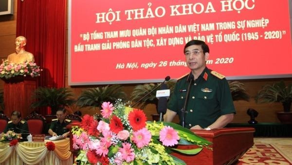 Thứ trưởng Bộ Quốc phòng Phan Văn Giang khẳng định ý nghĩa, tầm quan trọng của Hội thảo khoa học.