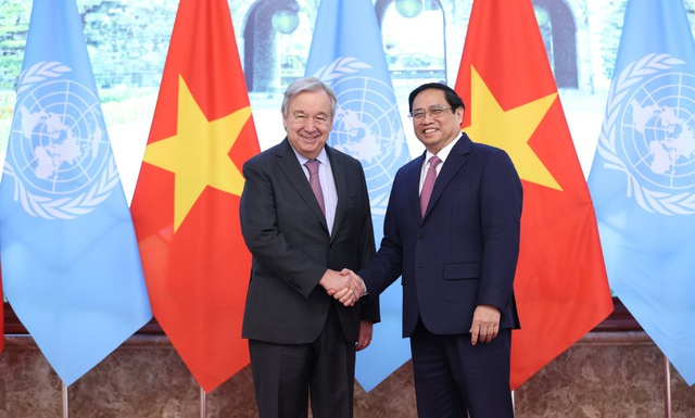 Thủ tướng Chính phủ Phạm Minh Chính tiếp Tổng Thư ký Liên Hợp Quốc António Guterres - Ảnh: VGP.