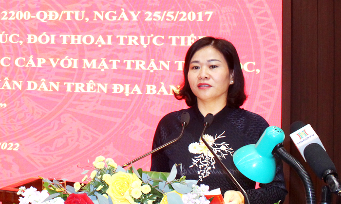 Phó Bí thư Thường trực Thành ủy Hà Nội Nguyễn Thị Tuyến phát biểu chỉ đạo Hội nghị. Ảnh: Cổng GTĐT Hà Nội.