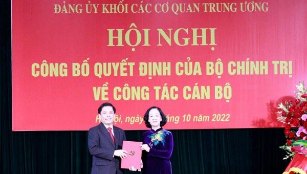Ông Nguyễn Văn Thể được chỉ định tham gia Ban Chấp hành, Ban Thường vụ, giữ chức Bí thư Đảng ủy khối các cơ quan Trung ương nhiệm kỳ 2022-2025