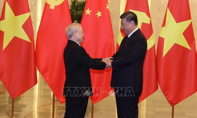Tổng Bí thư, Chủ tịch nước Tập Cận Bình và Tổng Bí thư Nguyễn Phú Trọng. Ảnh TTXVN