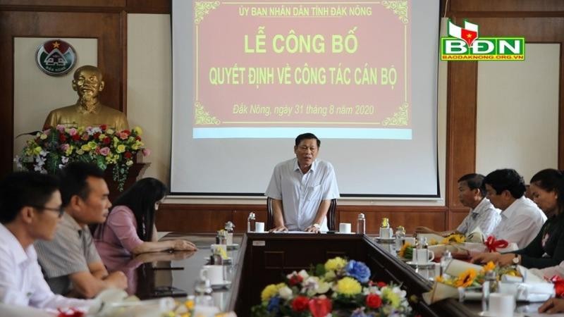 Chủ tịch UBND tỉnh Đắk Nông Nguyễn Bốn phát biểu tại buổi lễ. Ảnh: Báo Đắk Nông