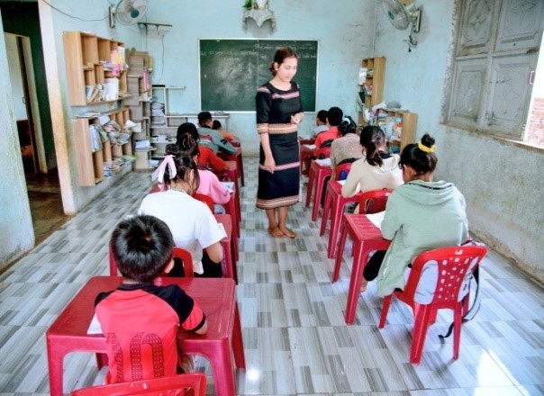 Lớp học của cô giáo Mlê ở làng Wâu, xã Chư Ă, thành phố Pleiku.