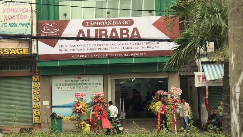 Văn phòng trái phép mới mở của Công ty Cp Địa ốc Alibaba tại Biên Hòa