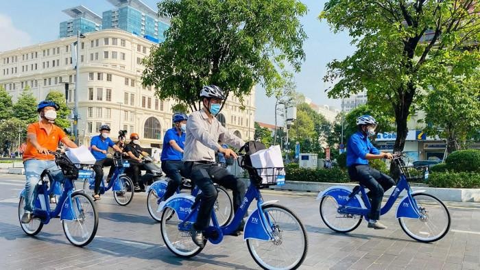 Xe đạp công cộng tại TP Hồ Chí Minh đã được người dân đón nhận. 