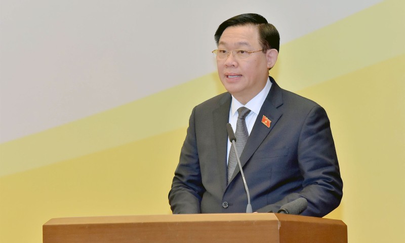Chủ tịch Quốc hội Vương Đình Huệ phát biểu kết luận Hội nghị.