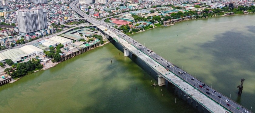 Cầu Vĩnh Tuy 2 đang thi công vượt tiến độ, dự kiến về đích trước ngày 2/9.