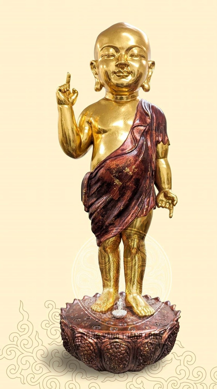 Mẫu tượng Thích Ca sơ sinh mang phong cách hoàng gia thời Lý của nhóm Sen Heritage . (Ảnh Hội quán Di sản)