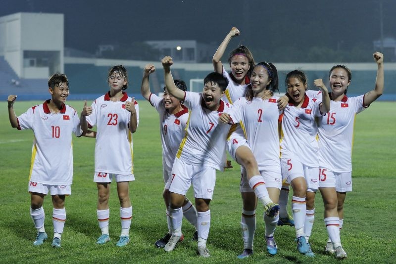 Các cô gái trẻ đã giành được mục tiêu để ra có mặt tại vòng chung kết U20 Châu Á (ảnh VFF)
