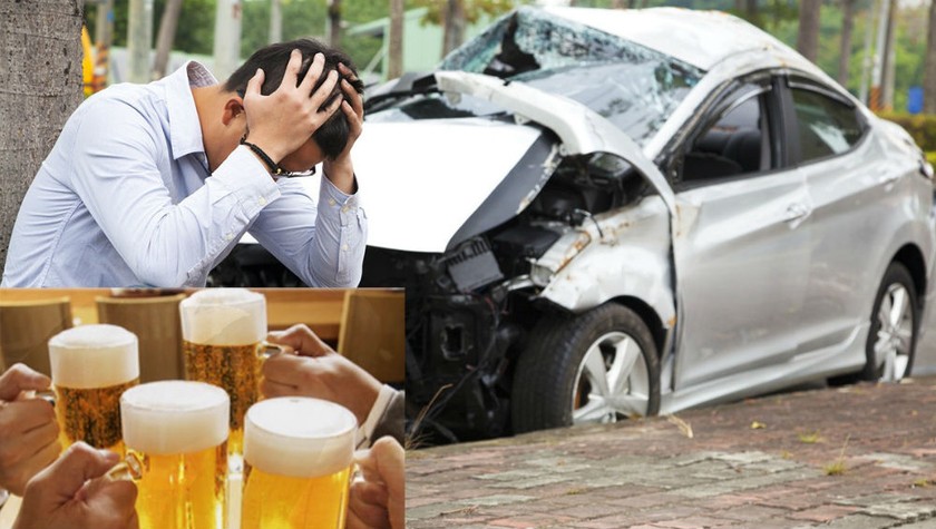 Hiện trường vụ tai nạn giao thông do người lái ôtô uống rượu bia gây ra
