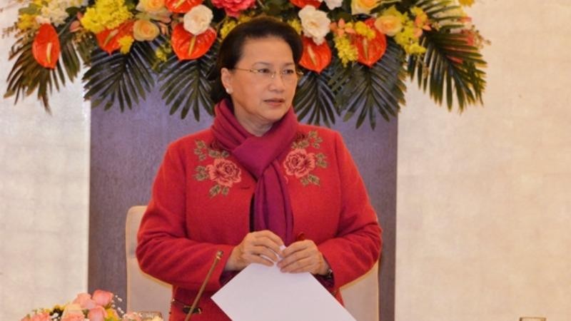 Chủ tịch Quốc hội Nguyễn Thị Kim Ngân phát biểu tại phiên họp.