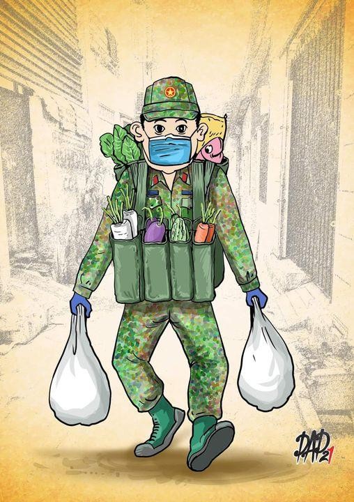 Hình ảnh 'đốn tim' về anh bộ đội trong cuộc chiến chống COVID-19 tại TP HCM  | Báo Pháp luật Việt Nam điện tử