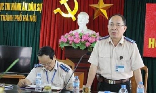Cục trưởng Cục THADS Hà Nội Lê Quang Tiến chủ trì một buổi họp báo