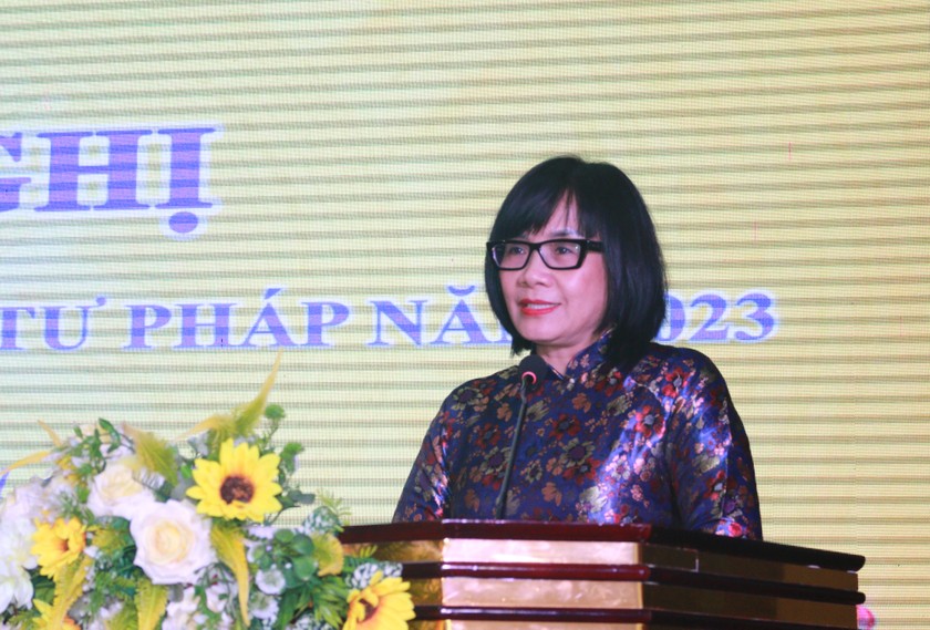 Thứ trưởng Bộ Tư pháp Đặng Hoàng Oanh phát biểu chỉ đạo tại Hội nghị