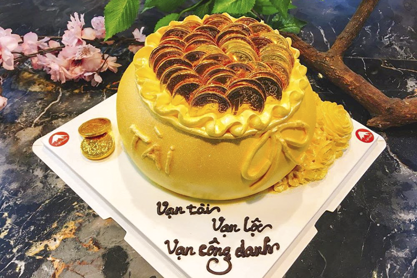 Bánh kem mừng tết đẹp với hình ông Thần Tài  Bánh kem cao cấp