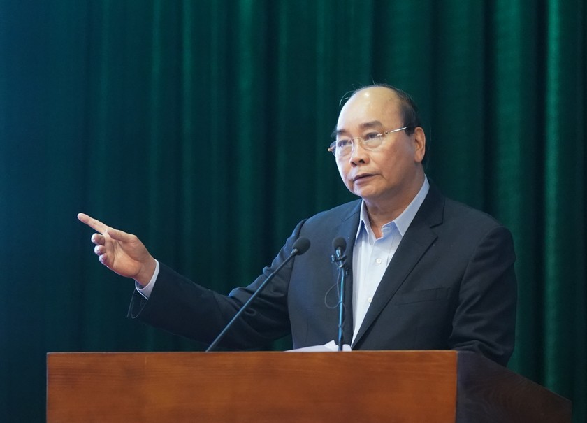 Thủ tướng Nguyễn Xuân Phúc phát biểu tại buổi làm việc. - Ảnh: VGP