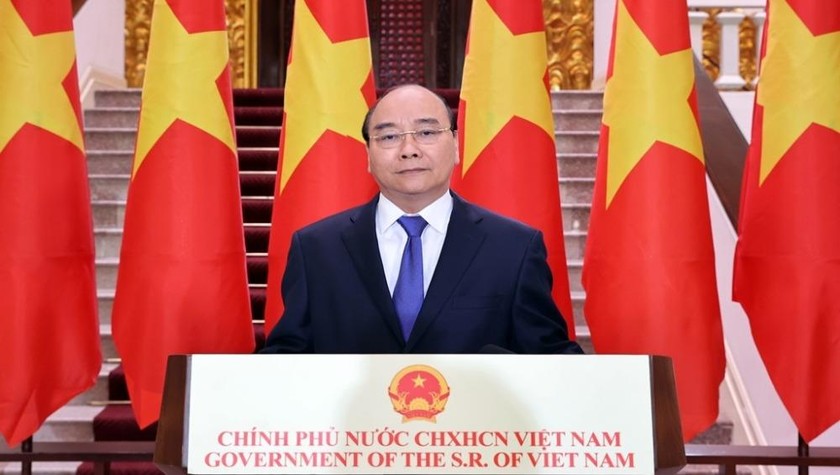Thủ tướng Nguyễn Xuân Phúc  phát biểu chúc mừng CAEXPO 17. 