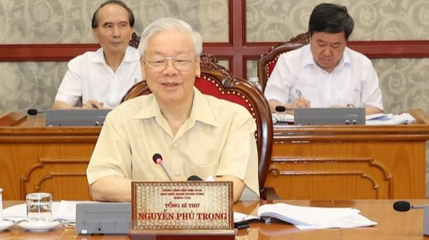 Tổng Bí thư Nguyễn Phú Trọng phát biểu kết luận cuộc họp. Ảnh: Trí Dũng/TTXVN