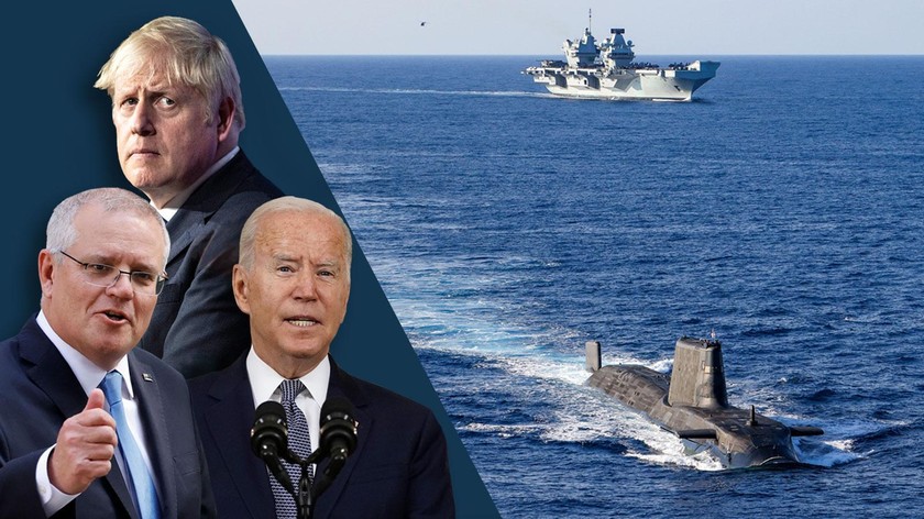 Hiệp ước an ninh mới vừa được Hoa Kỳ với Australia và Anh công bố sáng 16/9 sẽ trang bị cho Australia tàu ngầm chạy bằng năng lượng hạt nhân. Ảnh: The Times