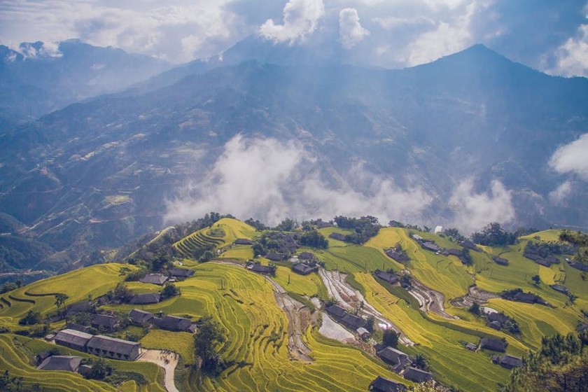 Ruộng bậc thang ở Hoàng Su Phì với vẻ đẹp như tranh vẽ. (Đài PT&TH Hà Giang)