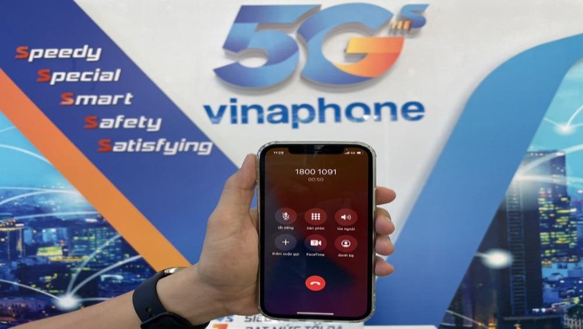 Thực hiện cuộc gọi VinaPhone 5G trên điện thoại iPhone.