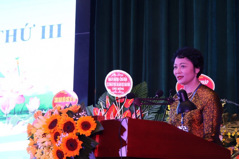 Bà Khương Thị Thanh Huyền, Chủ tịch Công đoàn Bộ Tư Pháp.