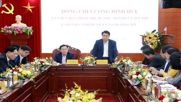 Chủ tịch UBND TP Nguyễn Đức Chung phát biểu tại buổi làm việc.