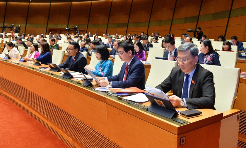 Các đại biểu Quốc hội dự phiên khai mạc sáng 5/1.