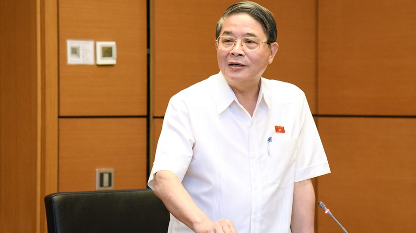 Phó Chủ tịch Quốc hội Nguyễn Đức Hải tham gia thảo luận dự án Luật Viễn thông (sửa đổi) tại tổ.