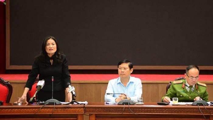 Phó Giám đốc CDC Hà Nội Lã Thị Lan thông tin tại Hội nghị.