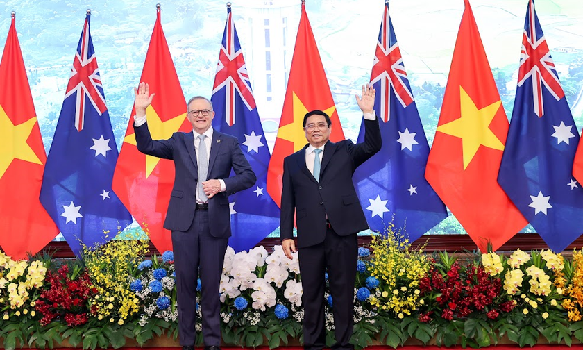 Thủ tướng Phạm Minh Chính và Thủ tướng Australia Anthony Albanese. Ảnh: VGP