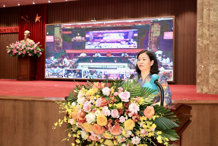 Phó Bí thư Thường trực Thành ủy Nguyễn Thị Tuyến phát biểu kết luận hội nghị.