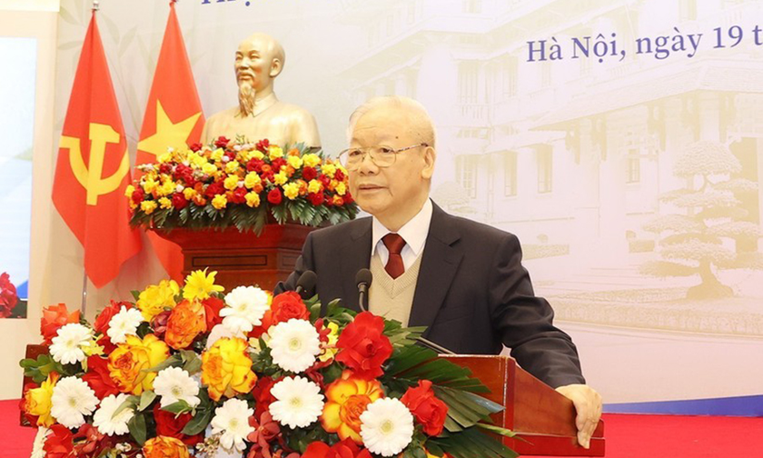 Tổng Bí thư Nguyễn Phú Trọng phát biểu chỉ đạo tại Hội nghị Ngoại giao lần thứ 32. Ảnh: TTXVN
