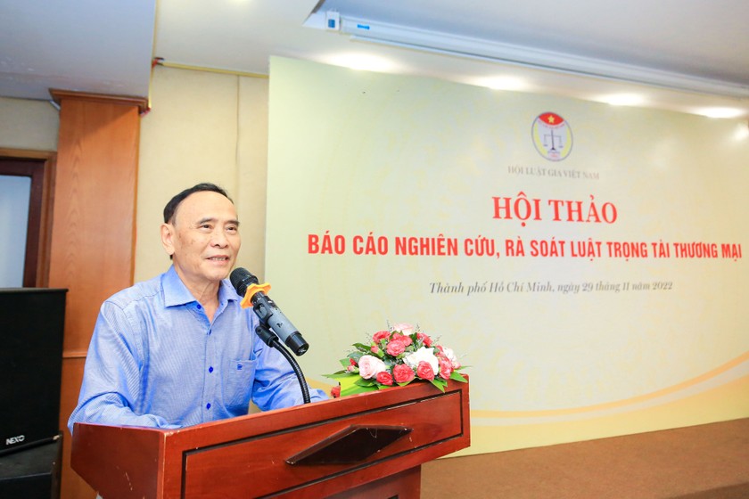 Ông Nguyễn Văn Quyền- Chủ tịch Hội Luật gia Việt Nam phát biểu khai mạc Hội thảo