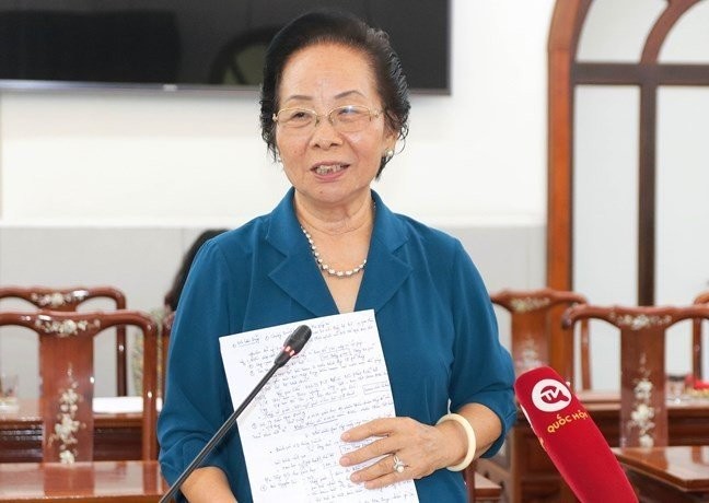 Nguyên Phó Chủ tịch nước Nguyễn Thị Doan phát biểu. (Ảnh: PV)